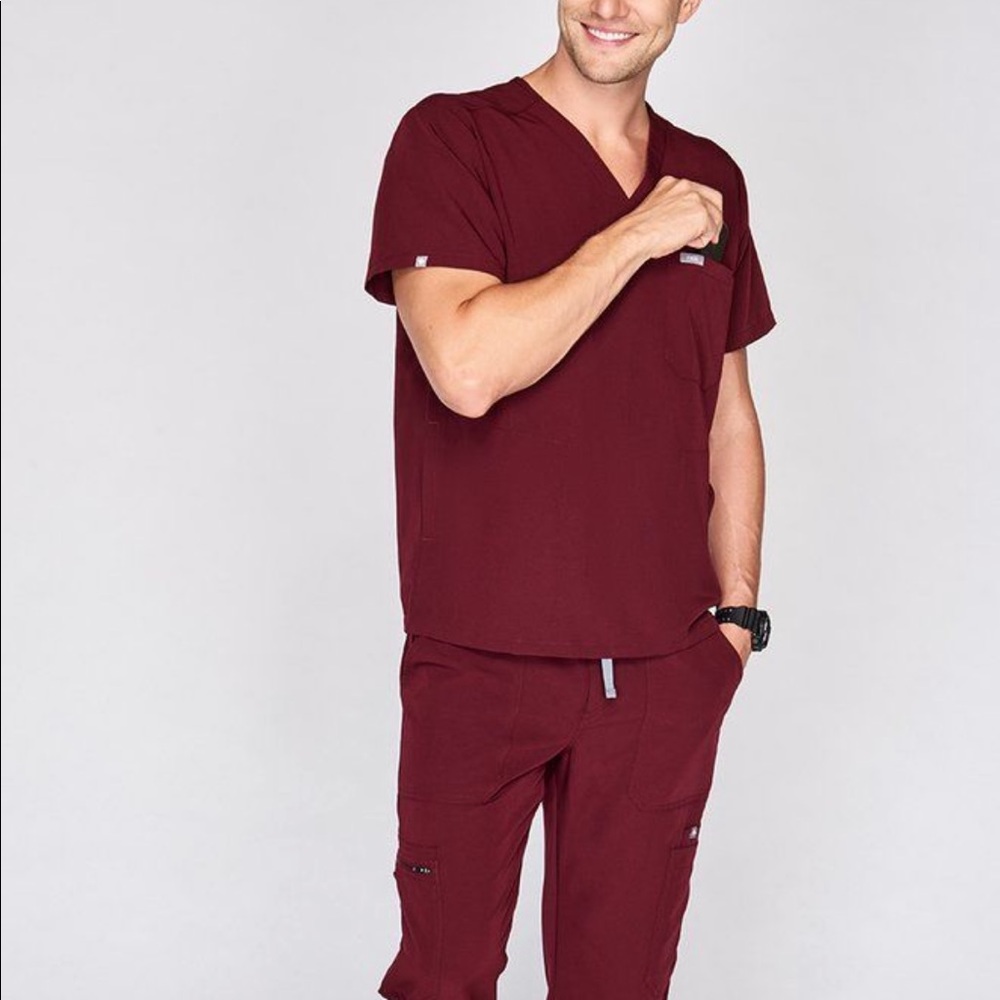 Figs Burgundy Scrub Pants
